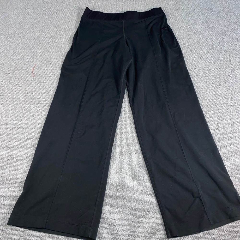 Adidas Wide Leg Yoga Pants Womens Large Black Athletic Workout Lounge Trousers L